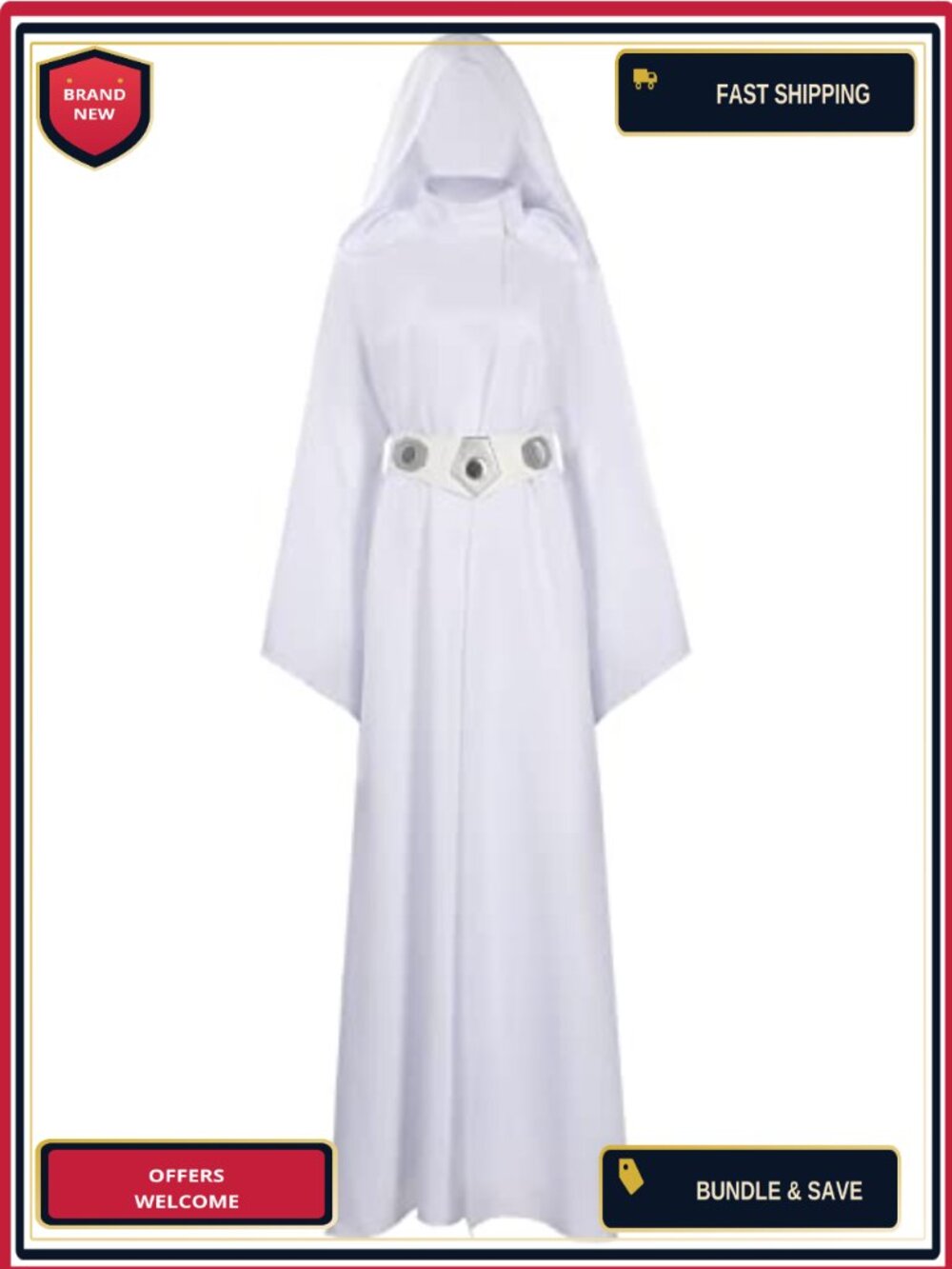 Princess Costume Adult Women Hooded Robe Cloak Belt Halloween Cosplay